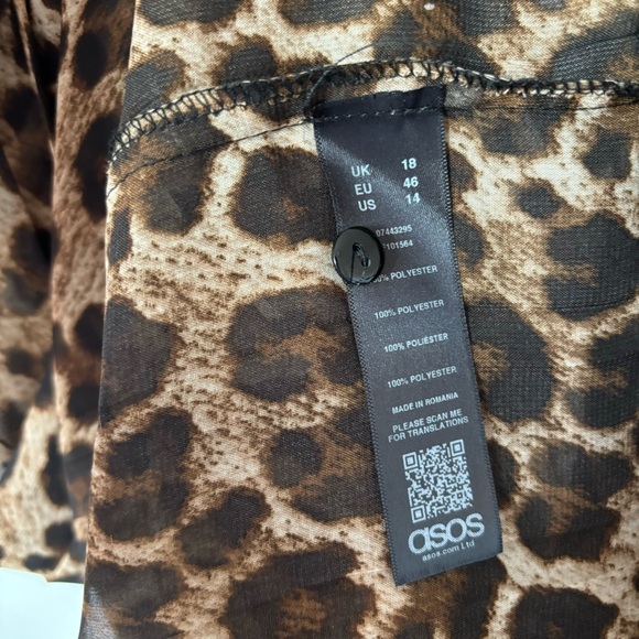 ASOS Leopard Chiffon Midi Pleated A-Line Dress Size 14 NWOT. - Picture 4 of 5